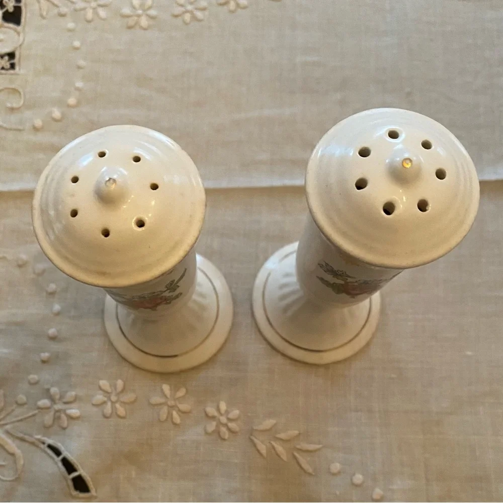 Vintage Victorian Porcelain Tall Salt and Pepper Shakers
